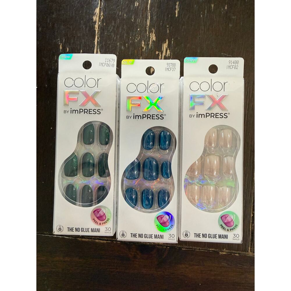 Color FX by Impress Press-On Nail No Glue sets x3 NEW